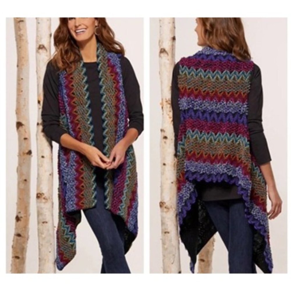 Soft Surroundings Taylor Multicolor Knit Open Front Vest Shrug Sweater Missy OS